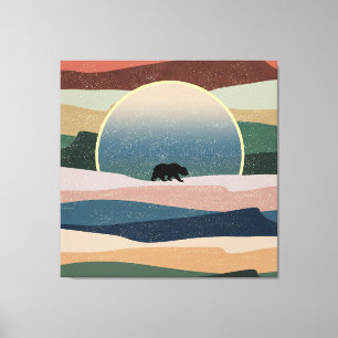 BEAR IN DESERT SUNSET CANVAS PRINT