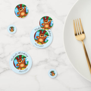 Bear in grassland birthday confetti