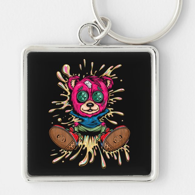 Bear In Honey Key Ring (Front)