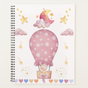 Bear in Hot Air Balloon – Dreamy Pastel Sky Illust Planner