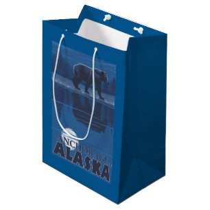 Bear in Moonlight - Anchorage, Alaska Medium Gift Bag