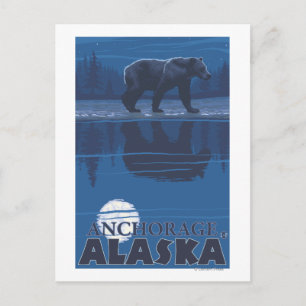Bear in Moonlight - Anchorage, Alaska Postcard