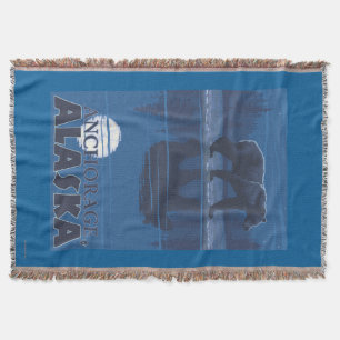 Bear in Moonlight - Anchorage, Alaska Throw Blanket