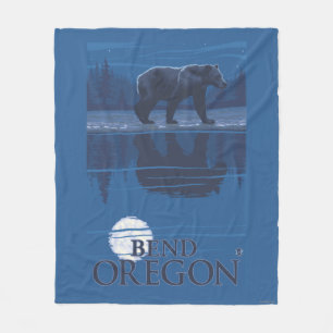 Bear in Moonlight - Bend, Oregon Fleece Blanket