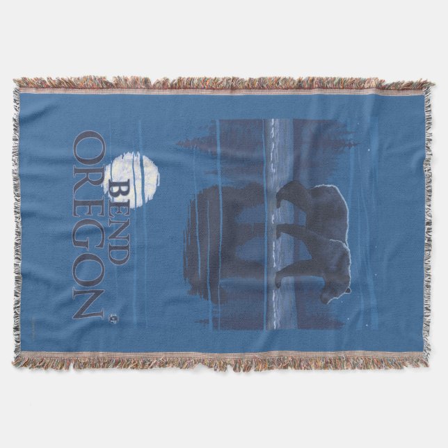 Bear in Moonlight - Bend, Oregon Throw Blanket (Front)