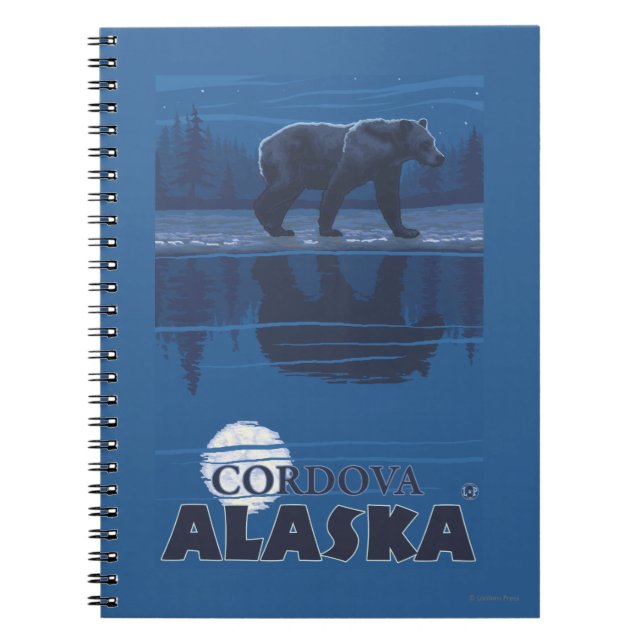 Bear in Moonlight - Cordova, Alaska Spiral Notebook (Front)