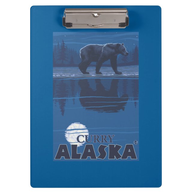 Bear in Moonlight - Curry, Alaska Clipboard (Front)