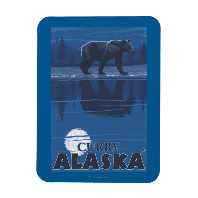 Bear in Moonlight - Curry, Alaska Magnet (Vertical)