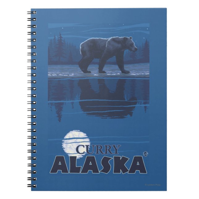 Bear in Moonlight - Curry, Alaska Spiral Notebook (Front)