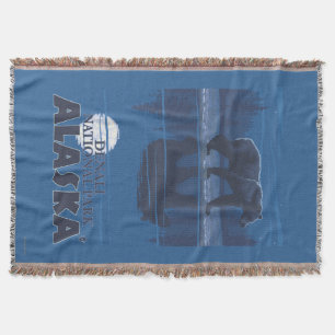 Bear in Moonlight - Denali National Park, Alaska Throw Blanket