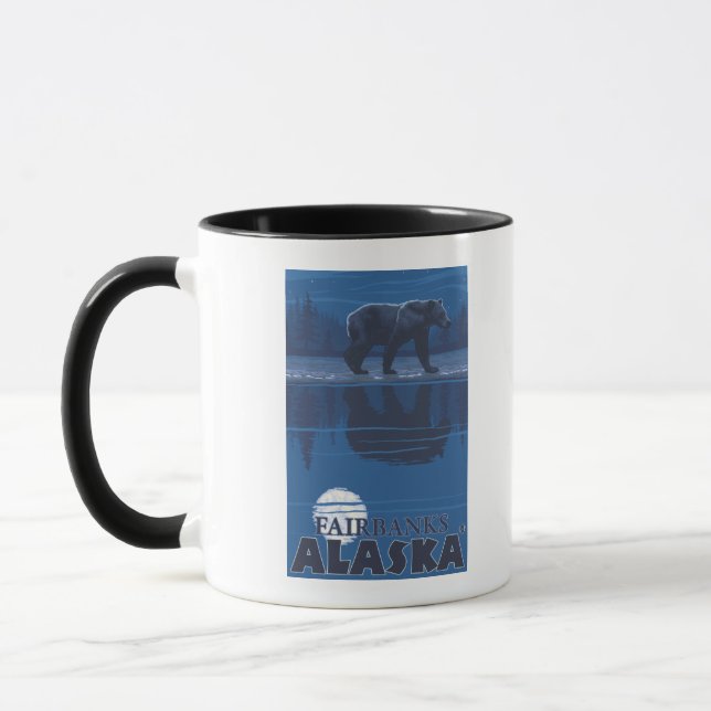Bear in Moonlight - Fairbanks, Alaska Mug (Left)