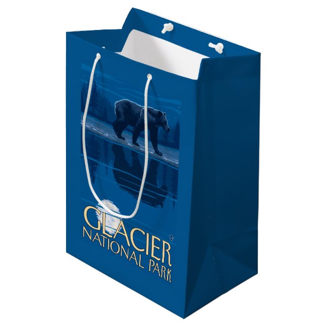 Bear in Moonlight - Glacier National Park, MT Medium Gift Bag (Front Angled)