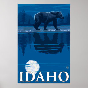 Bear in Moonlight - Idaho Poster