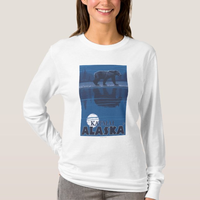 Bear in Moonlight - Katmai, Alaska T-Shirt (Front)