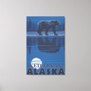 Bear in Moonlight - Ketchikan, Alaska Canvas Print