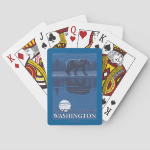 Bear in Moonlight - Mount Adams, Washington Playing Cards
