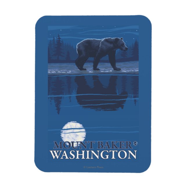 Bear in Moonlight - Mount Baker, Washington Magnet (Vertical)