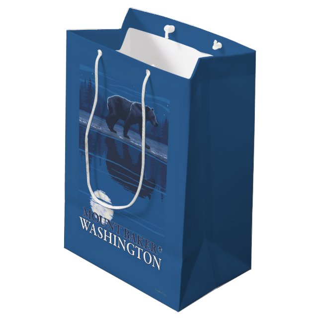 Bear in Moonlight - Mount Baker, Washington Medium Gift Bag (Back Angled)