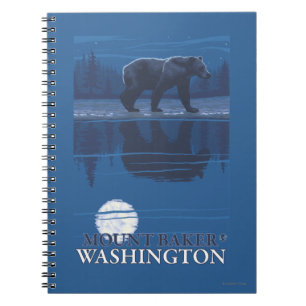 Bear in Moonlight - Mount Baker, Washington Spiral Notebook
