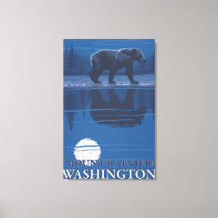 Bear in Moonlight - Mount Rainier, Washington Canvas Print
