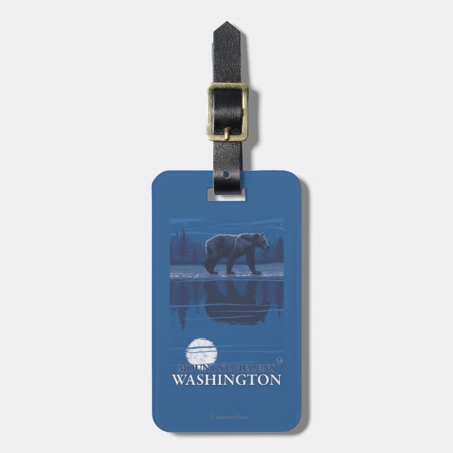 Bear in Moonlight - Mount St. Helens, Luggage Tag (Front Vertical)