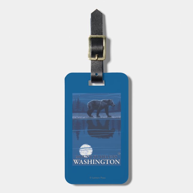 Bear in Moonlight - Mount St. Helens, Luggage Tag (Front Vertical)