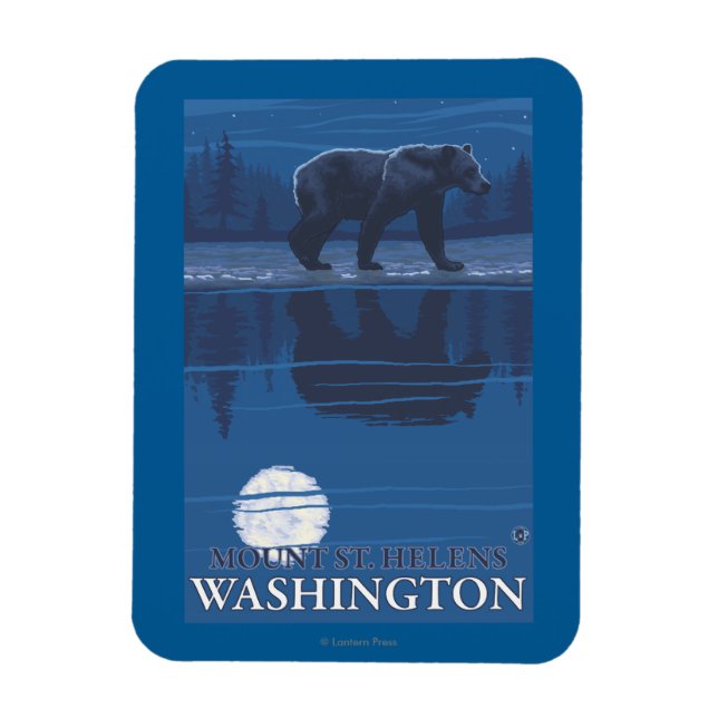 Bear in Moonlight - Mount St. Helens, Magnet (Vertical)