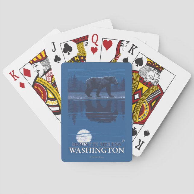 Bear in Moonlight - Mount St. Helens, Playing Cards (Back)