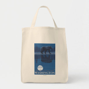 Bear in Moonlight - Mount St. Helens, Tote Bag