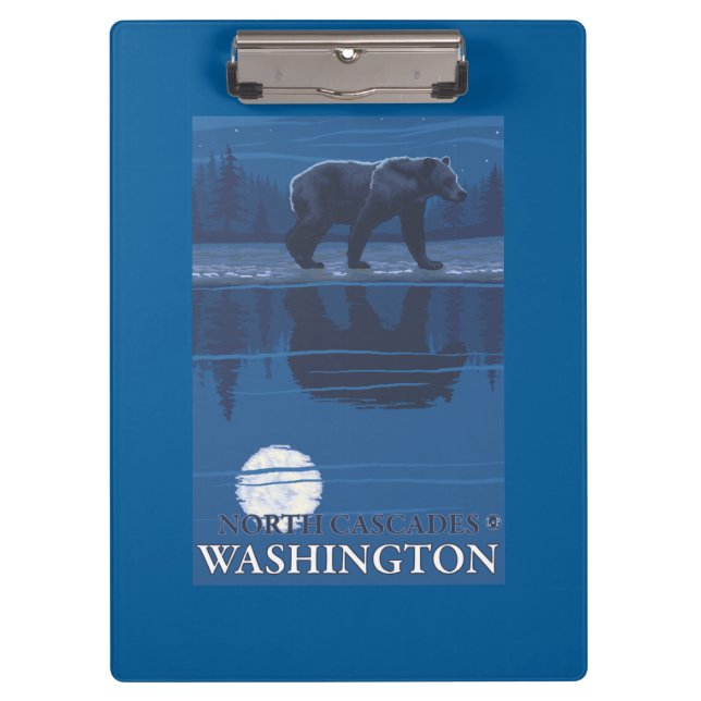 Bear in Moonlight - North Cascades, Washington Clipboard (Front)