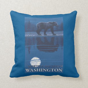 Bear in Moonlight - North Cascades, Washington Cushion