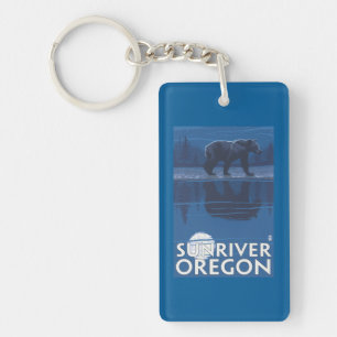 Bear in Moonlight - Sun River, Oregon Key Ring