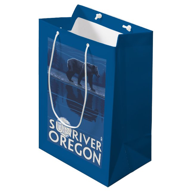 Bear in Moonlight - Sun River, Oregon Medium Gift Bag (Front Angled)