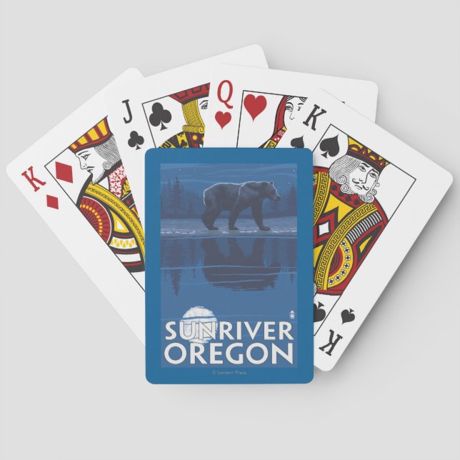 Bear in Moonlight - Sun River, Oregon Playing Cards (Back)