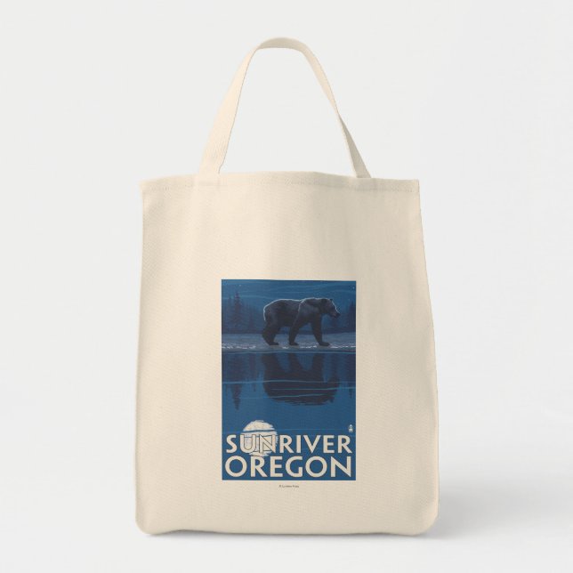 Bear in Moonlight - Sun River, Oregon Tote Bag (Front)