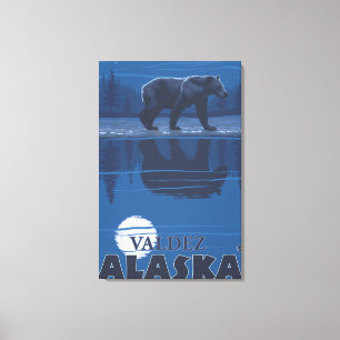 Bear in Moonlight - Valdez, Alaska Canvas Print