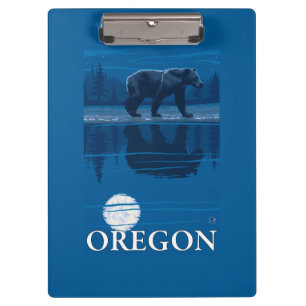 Bear in Moonlight- Vintage Travel Poster Clipboard