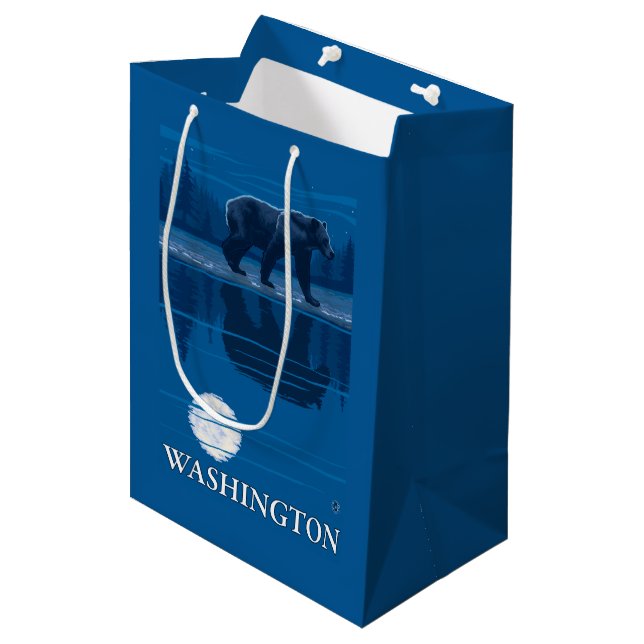Bear in Moonlight - Washington Medium Gift Bag (Front Angled)