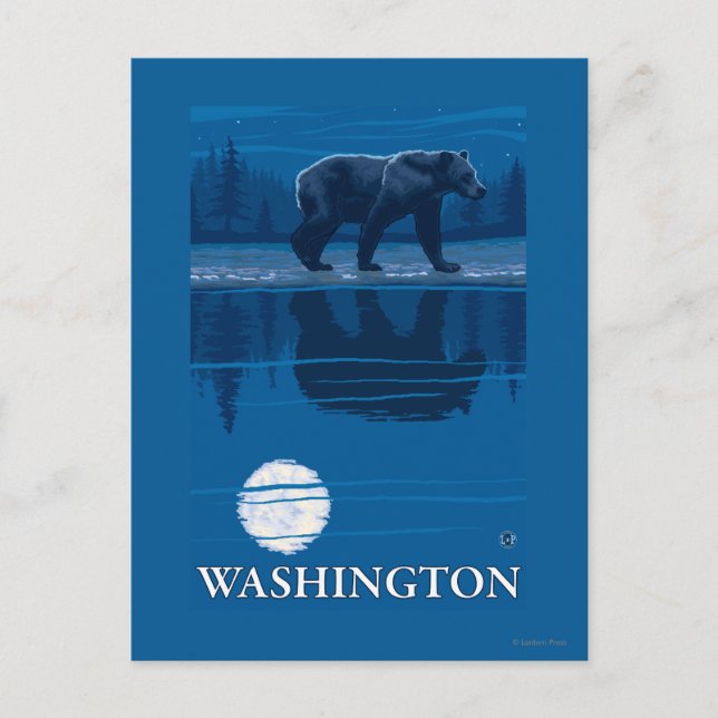 Bear in Moonlight - Washington Postcard (Front)