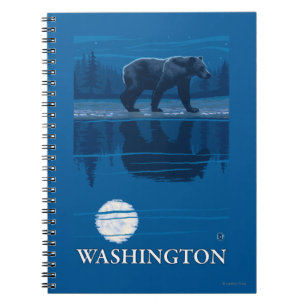 Bear in Moonlight - Washington Spiral Notebook