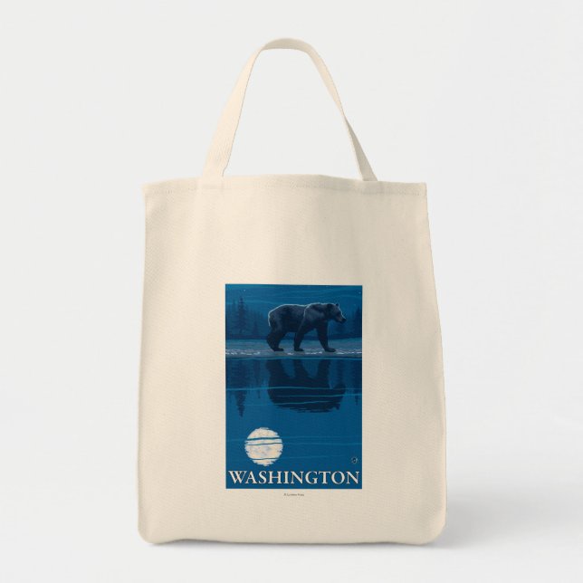 Bear in Moonlight - Washington Tote Bag (Front)