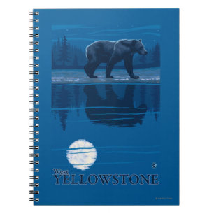 Bear in Moonlight - West Yellowstone, Montana Spiral Notebook