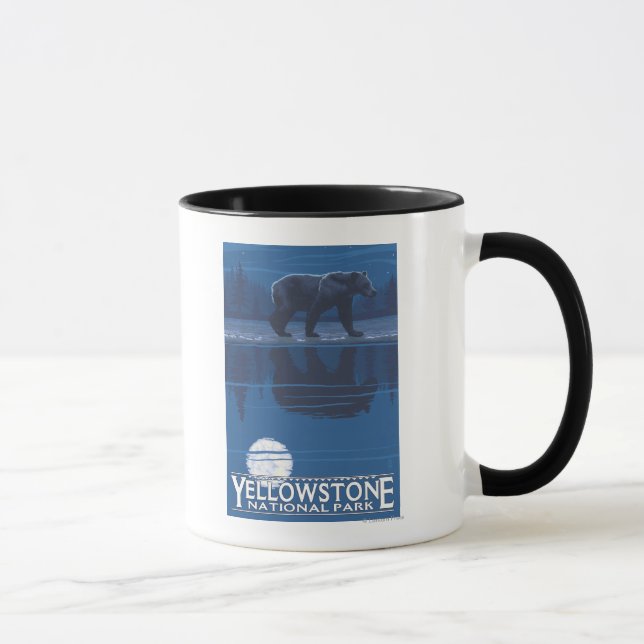 Bear in Moonlight - Yellowstone National Park Mug (Right)