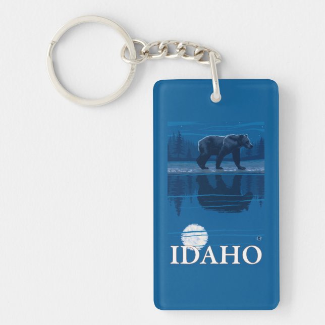 Bear in MoonlightIdahoVintage Travel Poster Key Ring (Front)