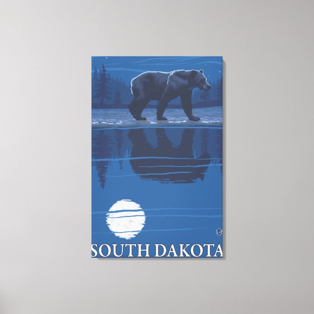 Bear in MoonlightSouth Dakota Canvas Print (Front)