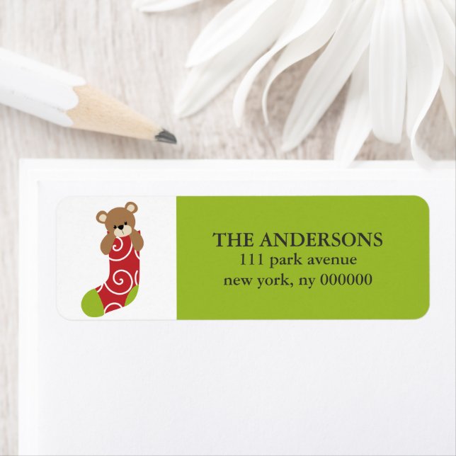 Bear in Stocking Labels (Insitu)