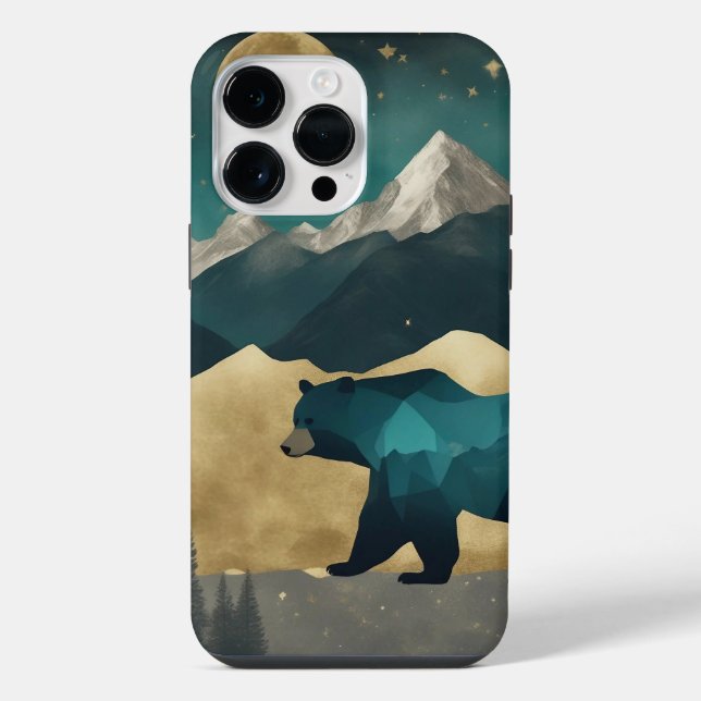 Bear in the Moonlight Design iPhone Case (Back)