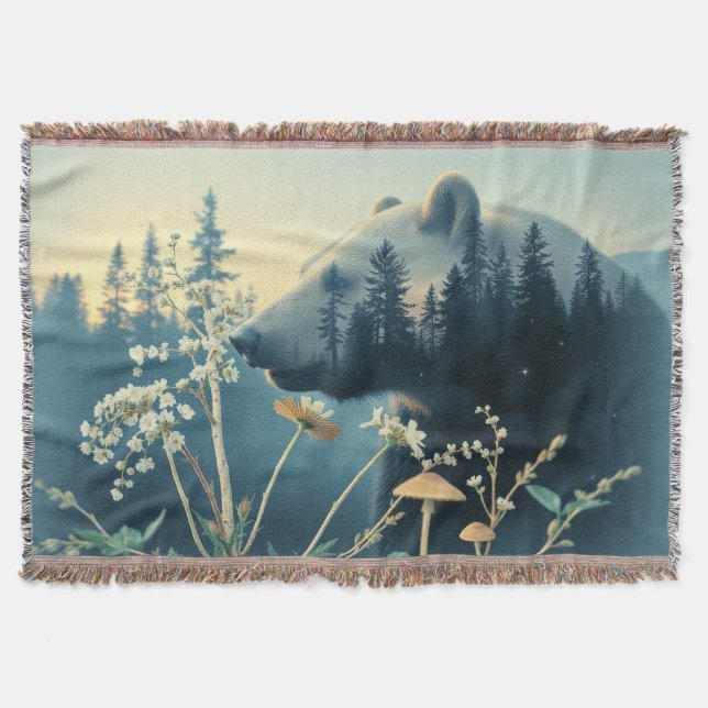 Bear in the wild throw blanket (Front)