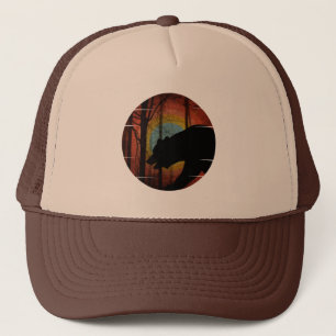 BEAR IN THE WOODS FOREST TRUCKER HAT
