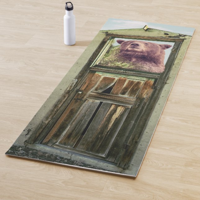 Bear in window looks at you yoga mat (In Situ)